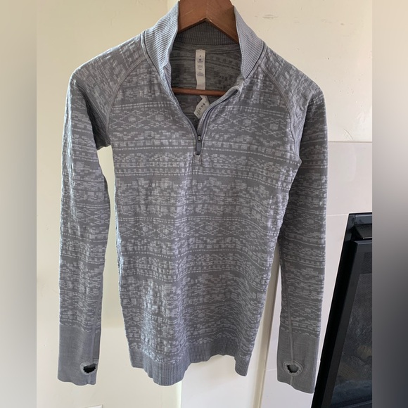 Lululemon womens Rest Less 1/4 Zip top Slate 4 long sleeve running shirt - Picture 6 of 11